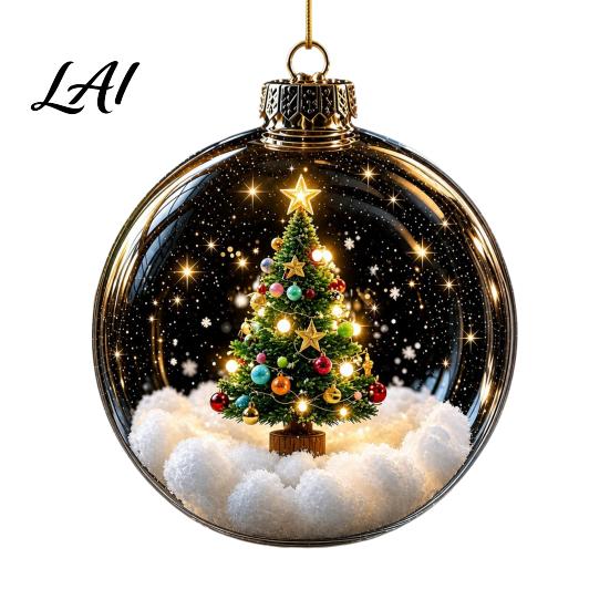 Charming Christmas Gift for Friends Glowing Decorative Ball Lighted Ornament with Festive Scene LED Illuminated Holiday Mantel Accents Tree Hanging