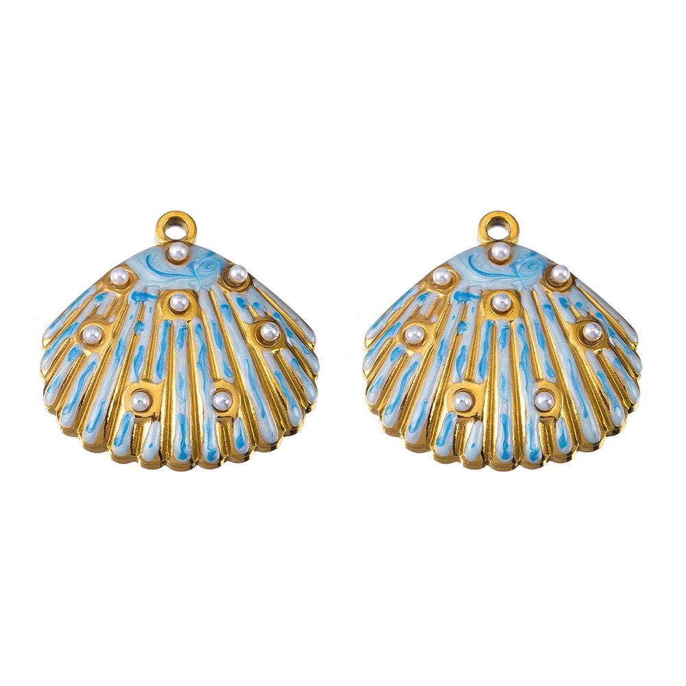 2pcs Stainless Steel Blue Enamel Marine Anklet Charms Bohemia Pendant Base for DIY Earrings Necklaces Vacation Jewelry Findings