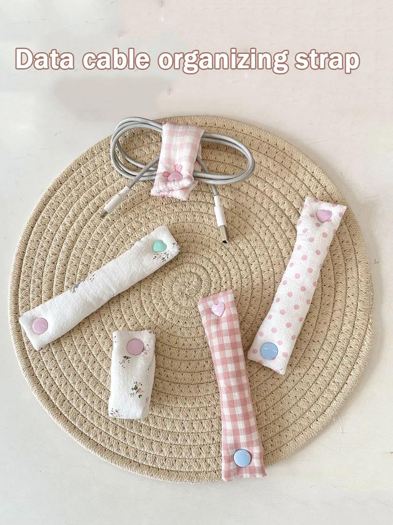 1PC Floral Cable Tie - INS Style Cloth Cord Organizer, Cute Reusable Wire Straps for Earphone/Data Cables