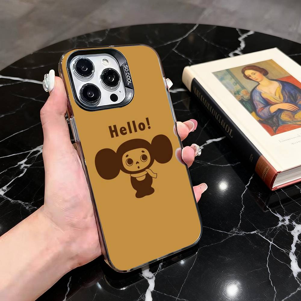 

Cartoon C-cheburashka Phone Case For iPhone 17,16,15,14,13,12,11 Plus,Pro Max,XS,Colorful Silver Phone case Funda Cover iPhone17