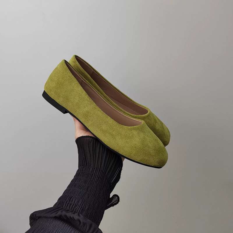 Flat-bottomed Commuter Versatile Single Shoes Women's Shoes 2025 Spring and Autumn New Square Head Black Work Shoes Suede Light Mouth Doudou Shoes