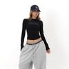 Slim-Fit Trendy Letter Print Long-Sleeved Top - Fashionable & Unique Design