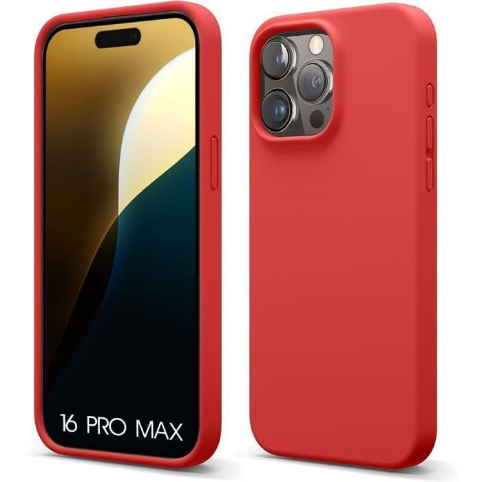 Coque de protection - BOOLING - pour iPhone 16 Pro Max - Silicone Doux - Slim - Rouge