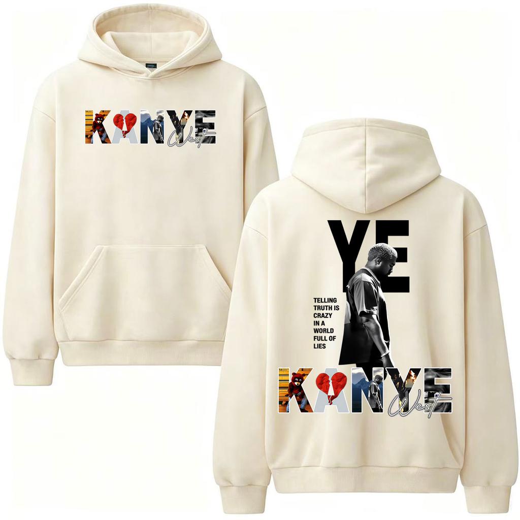 Kanye West Rapper Hoodies Telling Truth Is Crazy in A World Full of Lies Pullovers Unisex Harajuku Gothic Fashion Sweatshirts
