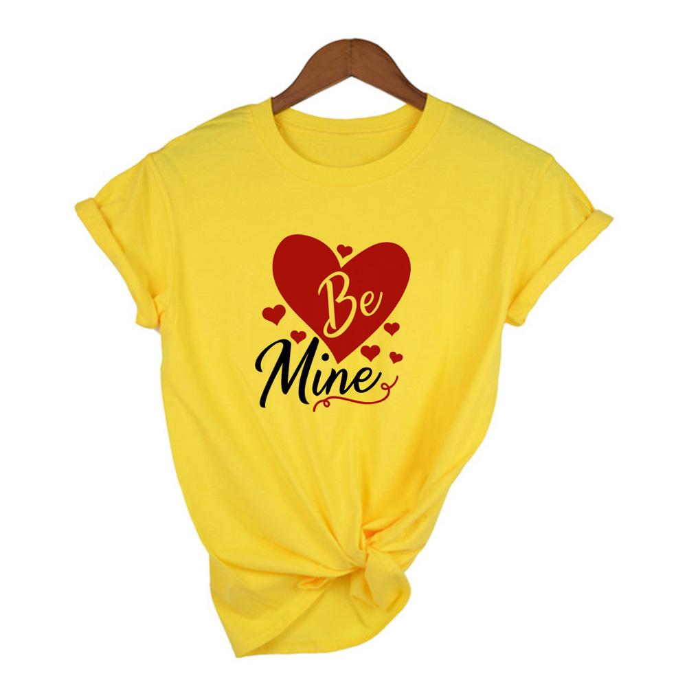 Be Mine Love Print Women Graphic Tee Aesthetic Kawaii Clothes Harajuku Short Sleeve T Shirt Casual