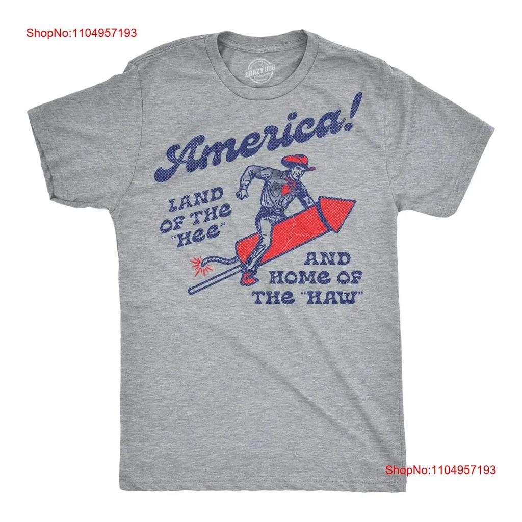 Herren Lustiges T-Shirt Amerika Land des Hee und Zuhause Haw Vierter Juli vintage Gewaschen Stilvoll Dehnbar mode