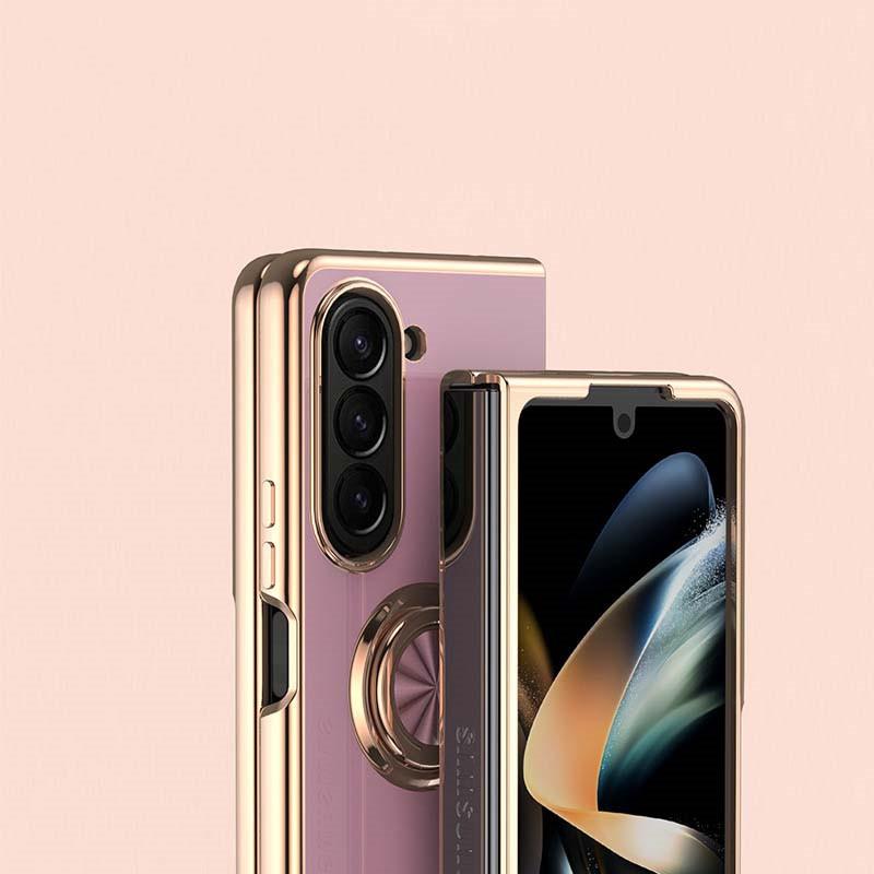 Samochodowa magnetyczna adsorpcja 6D powłoka silikonowa TPU etui z pierścieniem do Samsung Galaxy Z Fold5 Fold6 Fold 6 5 4 5G tylna podstawka zderzak obudowa pokrowiec