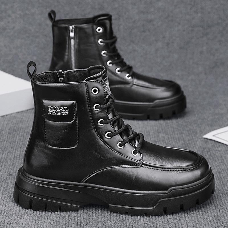 Winter Motorcycle Boots Men Fashionable High-top Wear-resistant Shoes Thick-soled Comfortable Shoes Outdoor Non-slip Work Boots