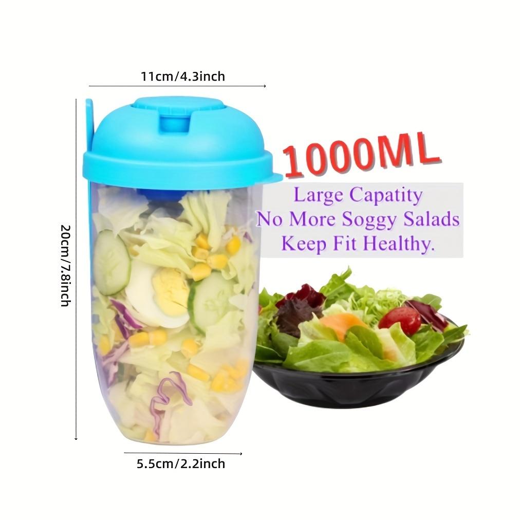 1pc, Salad Cup, Salad Meal Shaker Cup, Plastic Healthy Salad Container Wih Fork, Salad Dressing Holder, Salad Cup For Picnic Lunch Breakfast