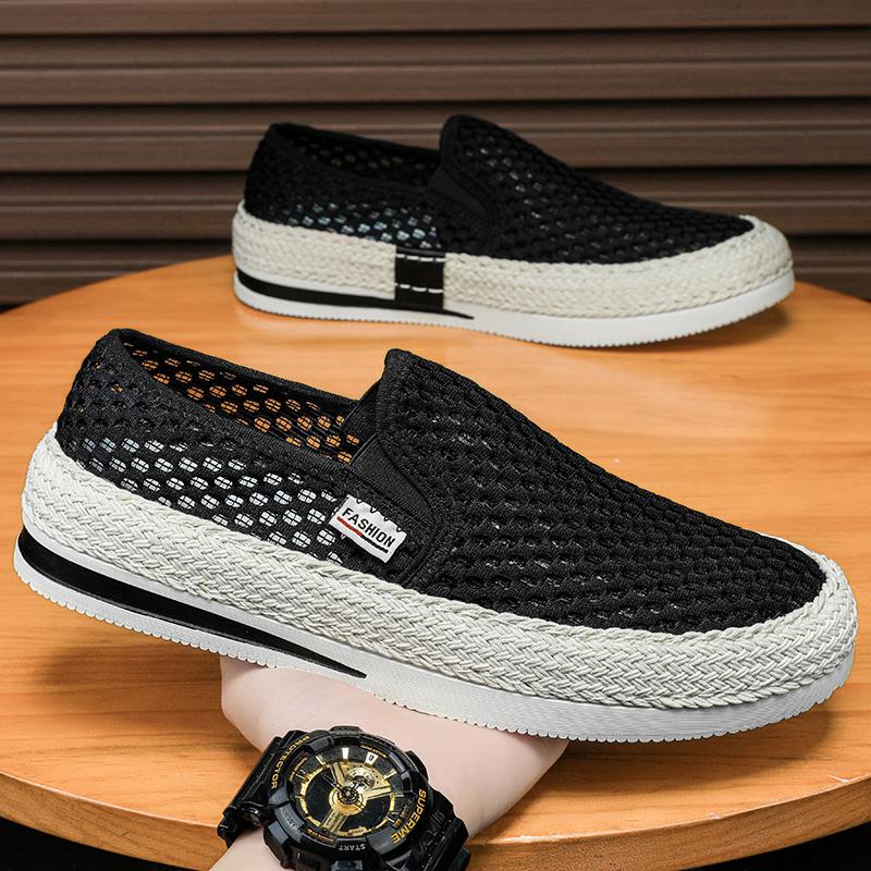 

Старые пекинские тканевые туфли мужские летние сетчатые дышащие тонкие полые сетчатые туфли мужские спортивные на мягкой подошве туфли-рыбаки 39 чёрный