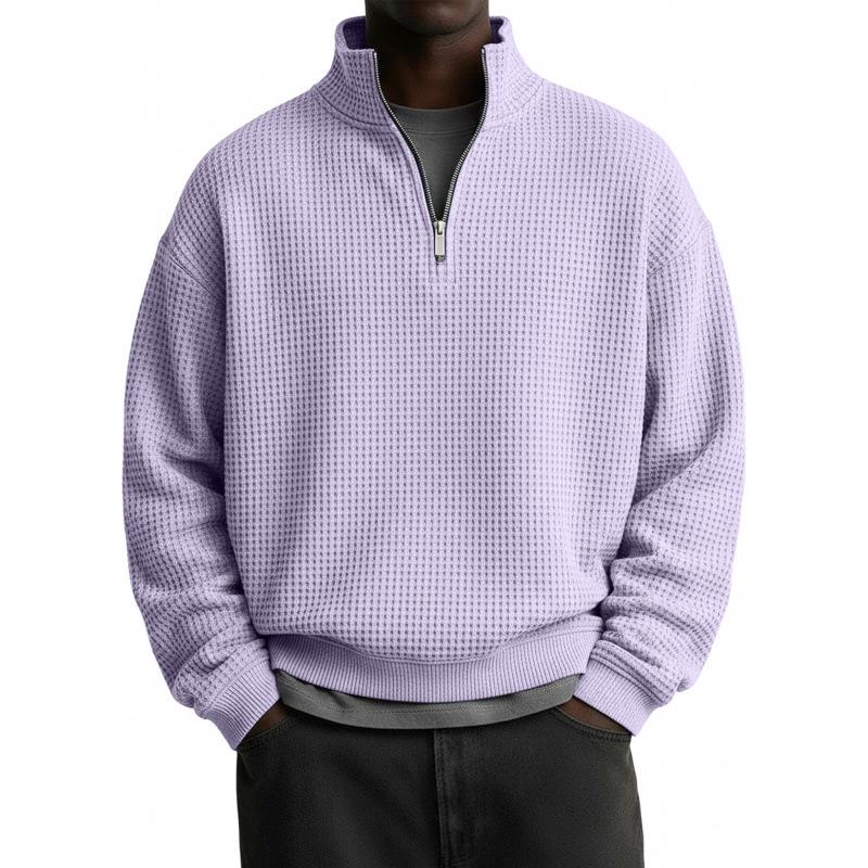 2025 Men s Autumn 3D Print Half-Zip Waffle Knit Hoodie Medium