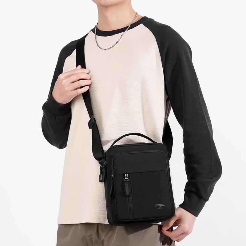 Nylon Crossbody Bag with Top Handle and Multiple Zipper Pockets for Daily Use Men Women