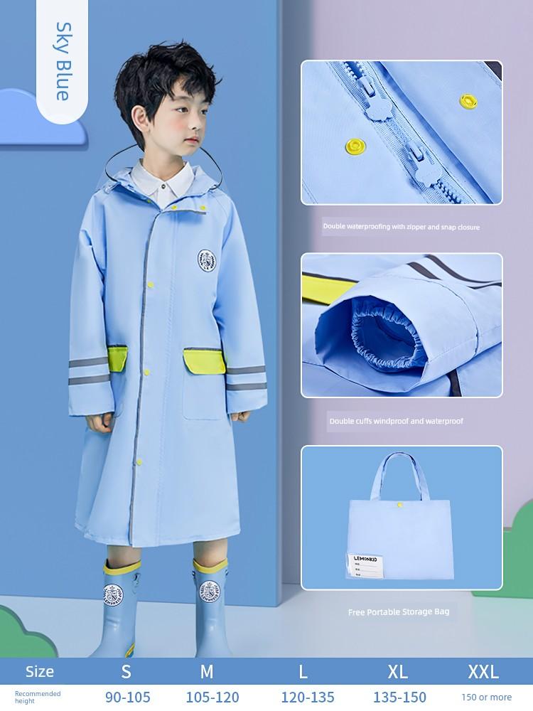 Lemon Baby Children's Raincoat for Girls and Boys, Specifically Designed for Elementary School Students, with a Backpack Compartment, Rain Poncho