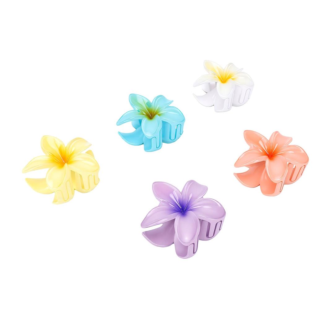 5pcs Flower Hair Claw Clips Secure Grip Floral Hair Clip for Long Hair Updo Styling Accessory White Sky Blue Lavender