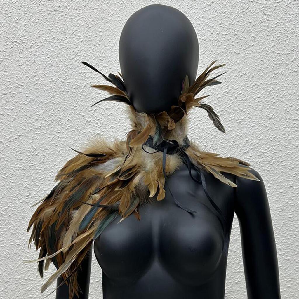 Gothic Feather Shawl Stage Makeup Ball Costume Accessories