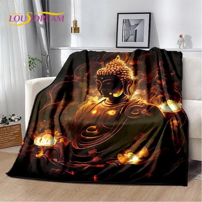 Manta de felpa suave de Buda Sakyamuni budismo fe religión, manta de franela para sala de estar, dormitorio, cama, sofá, oración