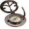 6.5cm Brass Handmade Brass Sundial Compass Beautiful Gift Item with Leather Box