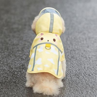 Haustier-Regenmantel Cartoon Hund Regenbekleidung Wasserdichter Polyester Hund mit Kapuze Regenmantel mit Reflektierendem Streifen Welpenkleidung Sommer
