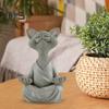 Meditation Cat Statue Sitting Kitten Resin Figurine Zen Yoga Animal Sculpture Home Office Bookshelf Desktop Decoration Ornament