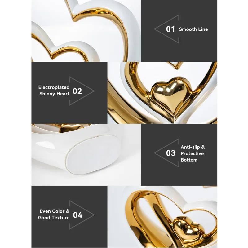 Sculpture décorative d'ambiance romantique nordique en céramique, connexion amoureuse, lumière, luxe, combinaison, décoration pour la maison, la Saint-Valentin