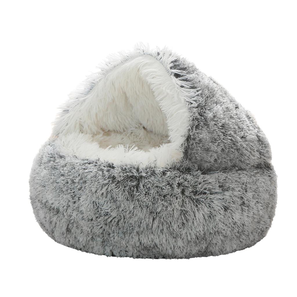 Cat Bed Plush Pet Cat Bed Dog Bed Warm Dog Bed Closed Cat Bed Shell Half Pack Round