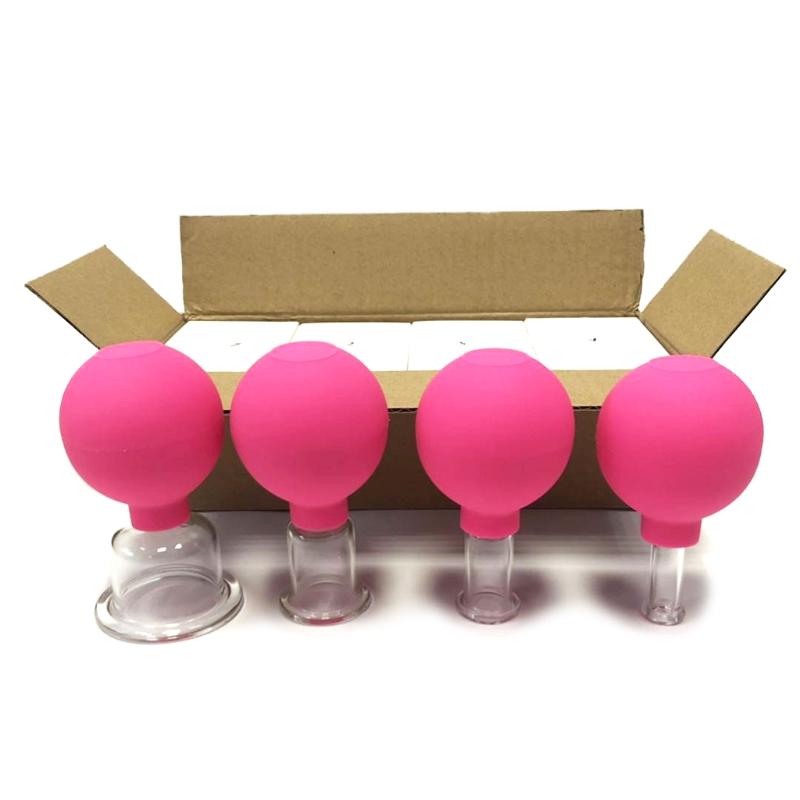 4 Stück Anti-Cellulite-Saugnapf Ventosa Silikon Ball Gläser Glas Vakuum Schröpfen Set Dosen Körper Gesicht Massagegerät Drop Shipping