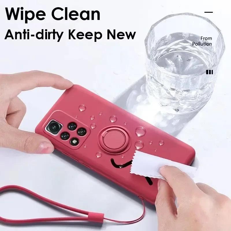 Liquid Silicone Magnetic Ring Holder Kickstand Phone Case for XiaoMi Redmi 13C Note 12 13 14 Pro Plus 5G Soft Protective Cover