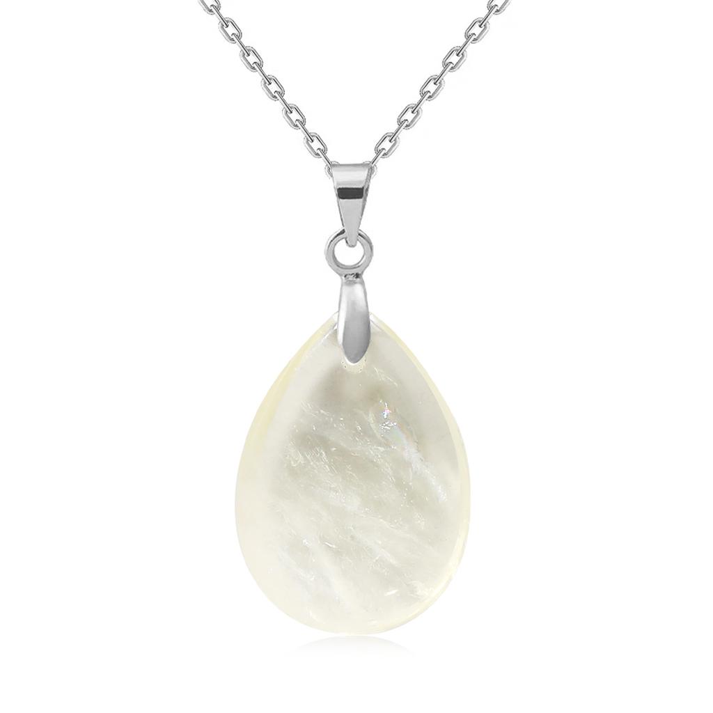 New Fashion Natural Stone Crystal Pendant Teardrop Simple Pendant Necklace Earrings Making Jewelry With Chain Collar