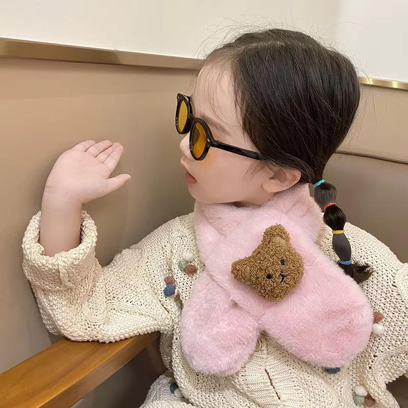 Écharpe Peluche Douce Automne Hiver pour Enfants Mignonne Dessin Animé Fille Bébé Épaisse Chaude Écharpe pour Enfant Extérieur Tour de Cou Accessoires Bébé