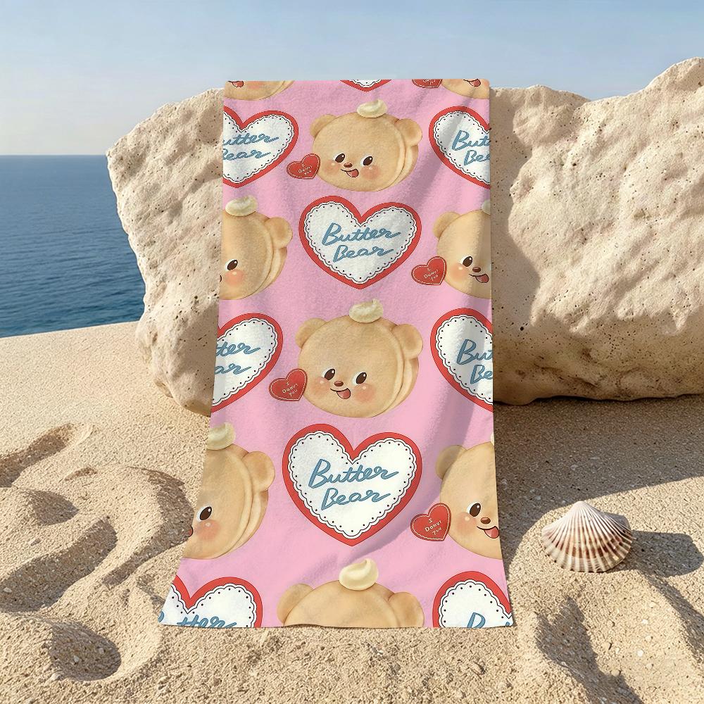 Cute Cartoon B-Butterbear Beach Towel For Beaches Yoga Studios Gyms Hot Springs Swimming Pools And Picnics