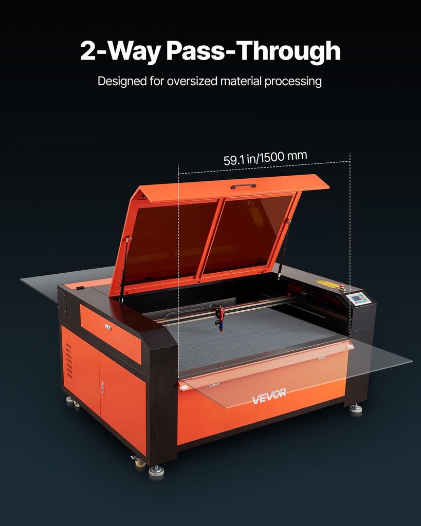 130W CO2 Laser Engraver, 1400 X 900 Mm, CO2 Laser Engraver Cutter Machine with Water Chiller, 2 Way Pass Air Assist, 1200 Mm/s Speed, Autofocus