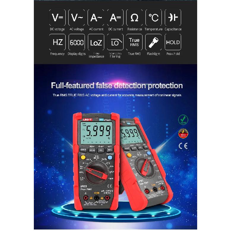 UNI-T Professional Digital Multimeter UT191T UT191E True RMS Auto Range 20A Ammeter 600V 6000 Counts DC/AC Capacitor Tester