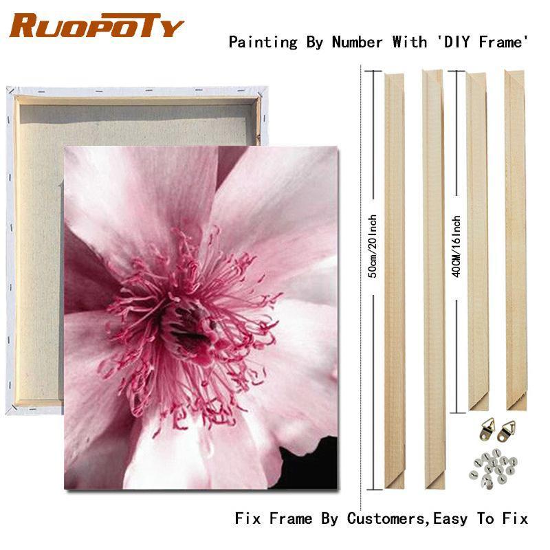 RUOPOTY DIY Frame Oil Painting By Numbers Flower Unique Gift On Canvas Wall Art Picture By Numbers For Living Room