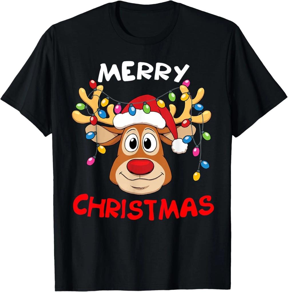 Merry Christmas Reindeer Xmas Family Men Women T- Shirt