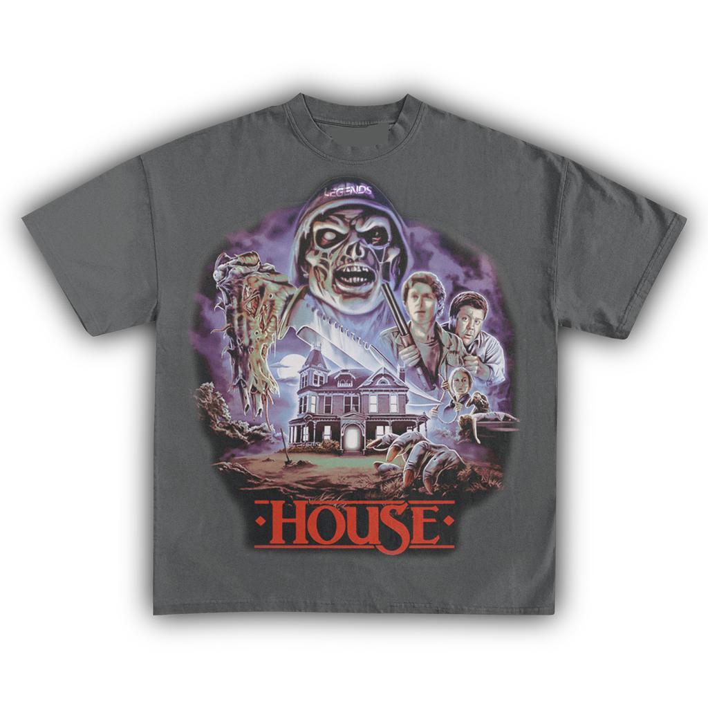 House 80s Retro Horror Slasher T Shirt for Men Women Vintage Classic Ghost House Movie Graphic