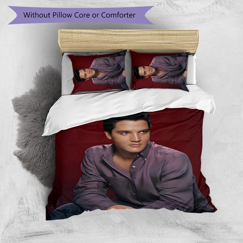Elvis 3pcs Bedding Set Duvet Cover Closure Includes 1 Duvet Cover & 2 Pillowcases for All Seasons Bedroom Home Dorm Decor