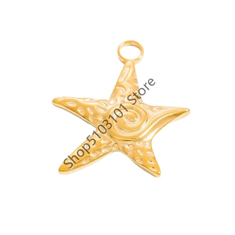 Gold Ocean Animal Turtle Shell Conch Starfish Diy Charms For Jewelry Making Bulk Stainless Steel Charm Pendant Necklace Making