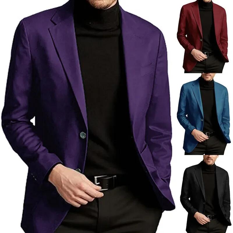 Spring Autumn Suit Coat Men Blazers Solid Color Long Sleeve Turn Down Collar Casual Fashion Blazer Jackets