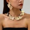 Irregularly Pleated Flower Stud Earrings, Ginkgo Biloba Leaf Petal Necklace Set, Jewelry, Exaggerated Temperament, High-end Earrings.