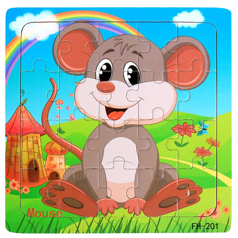 

20 Piece Wooden 3D Puzzle Cartoon Animal Jigsaw Puzzle Montessori Educational Toys For Kids Baby 1 2 3 Years