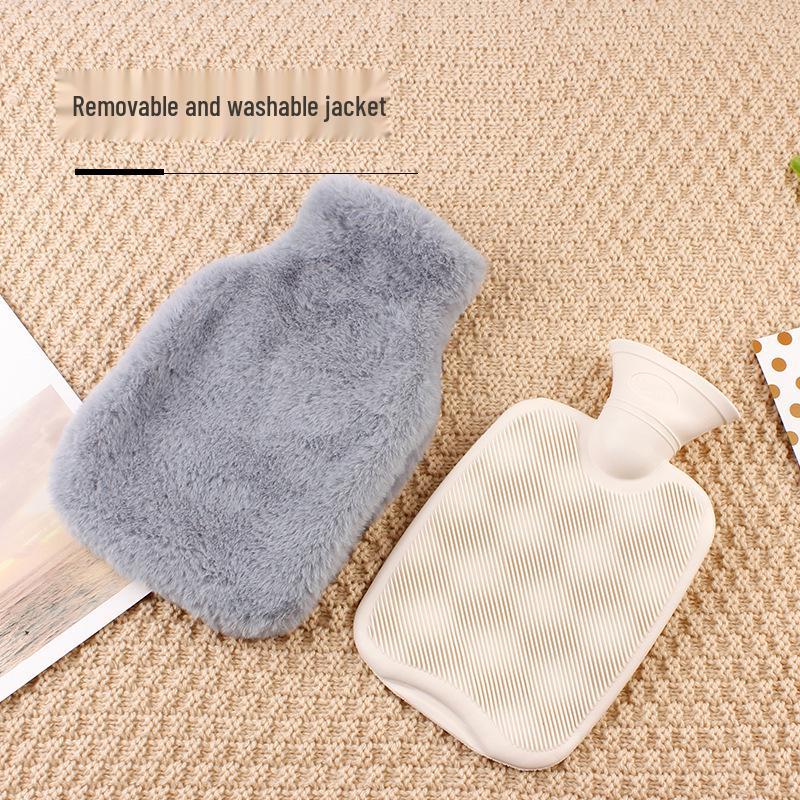 Dual-Plug Plush Hot Water Bottle with PVC Liner