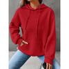 Waffle Grid Kangaroo Pocket Hoodie, Casual Long Sleeve Drawstring Hoodies Sweatshirt, Women's Clothing