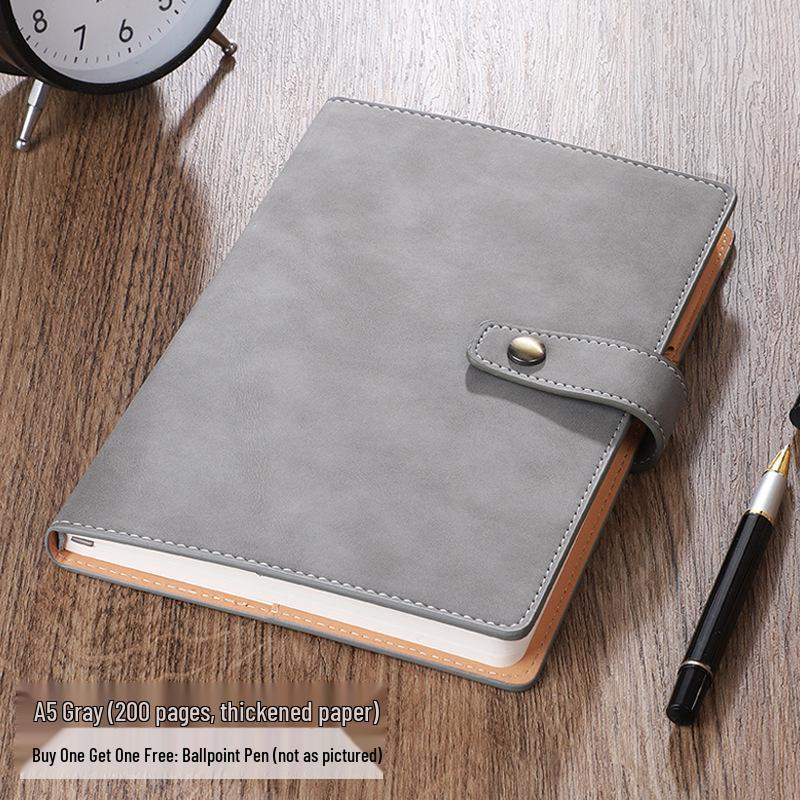A5 Sheepskin Business Notebook with Magnetic Buckle and Custom Logo - Gift Box Set