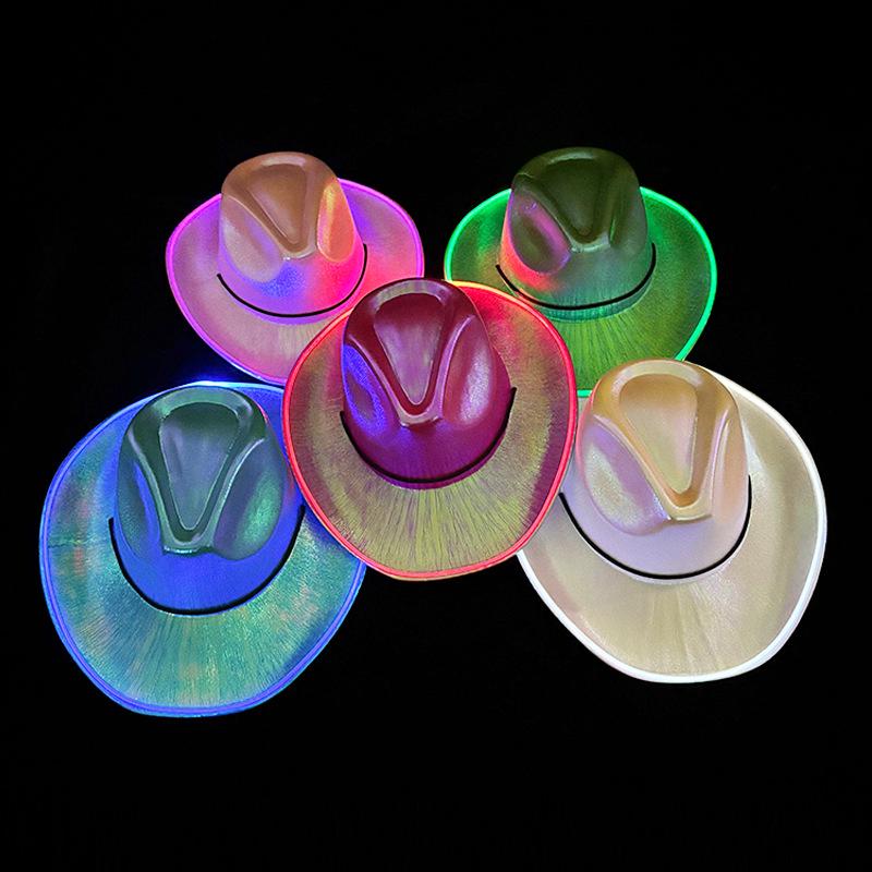 LED Light-Up Colorful Cowboy Hat for Halloween, Carnival, and Holiday Performances