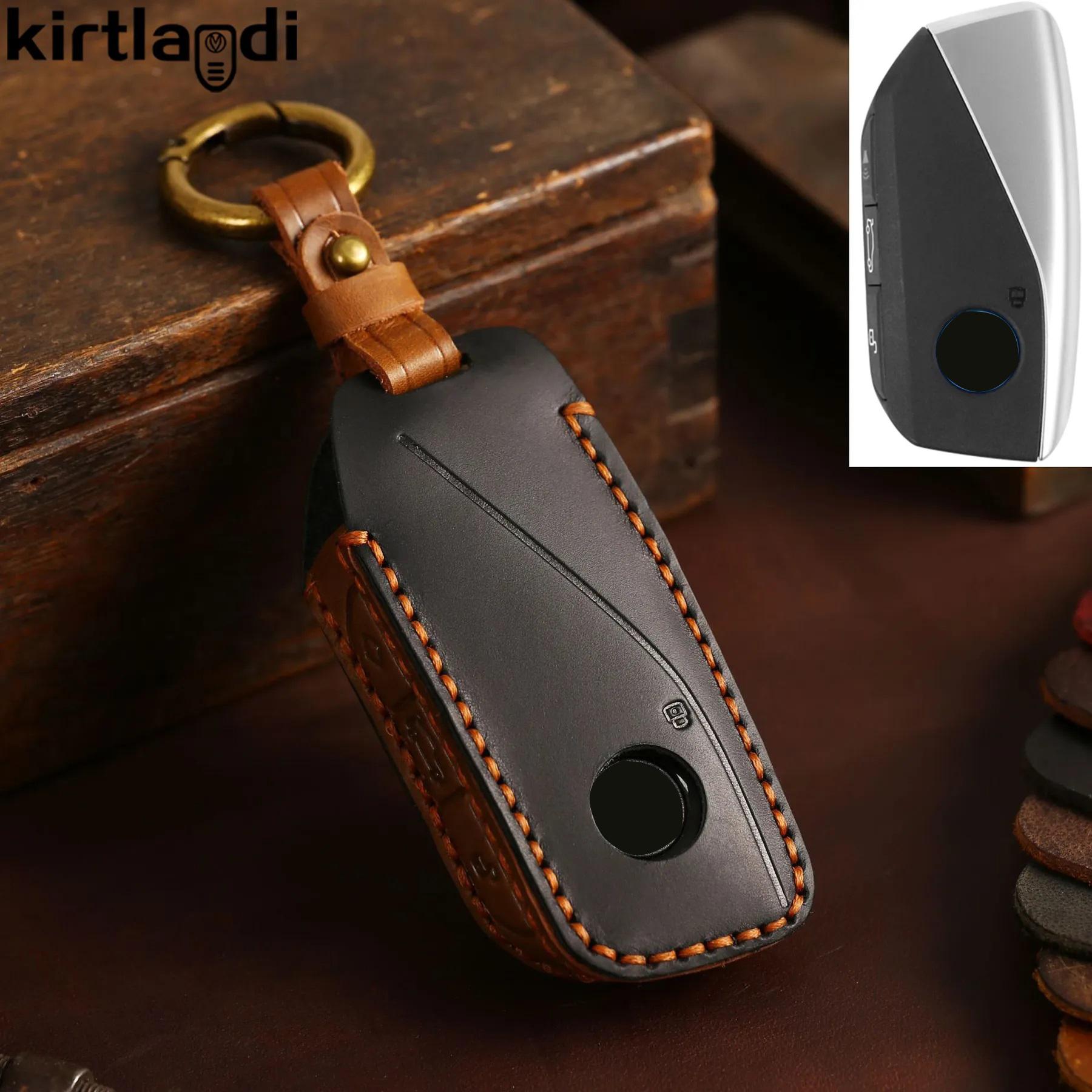 

New 2023 Leather Remote Key Case Cover For BMW Series 7 740Li X7 XM I7 IX U11 G21 F40 U06 Ixs Car Accessories Keychain Holder коричневый