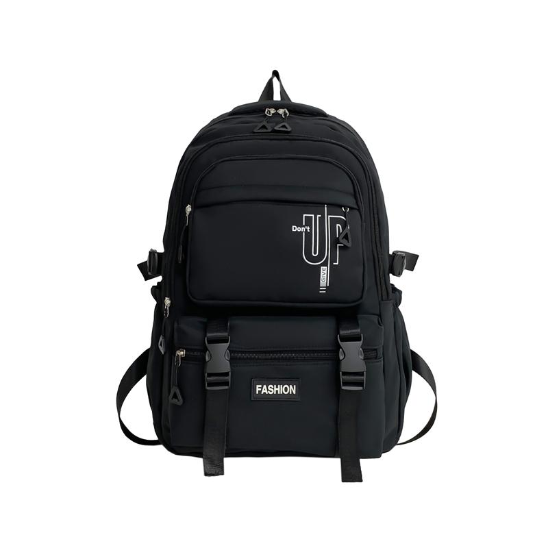 

Рюкзак цветного блока Женский школьный рюкзак Мужской рюкзак в стиле колледжа чёрный