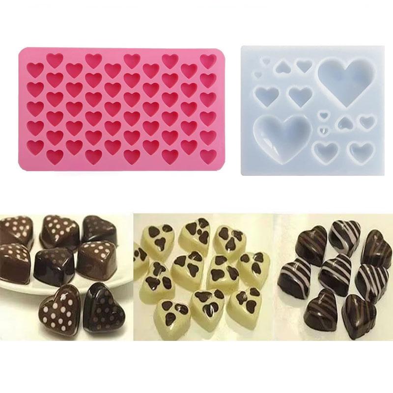 Geometric Heart Silicone Mold Chocolate Cake Mold Dessert Baking Mold for Valentine’s Day DIY Fondant Candy Ice Cube Tray Tools