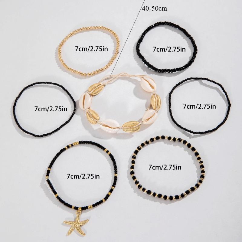7 Pcs/Set Bohemian Beaded Braided Starfish Rice Beads High-value Creative Bracelet