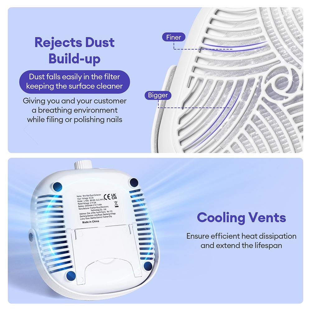 Turbine Brushless Nail Dust Collector 5300PRM Powerful Nail Dust Collector Nail Art Manicure Fan Vacuum Cleaner With 2 Filter