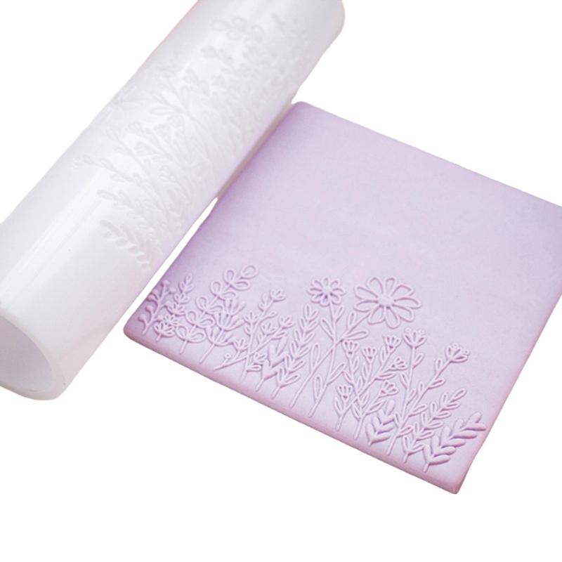 Ergonomic Floral Pattern Clay Embossing Roller For Polymer Jewelry Making Earrings Crafting Supplies Rolling Pin